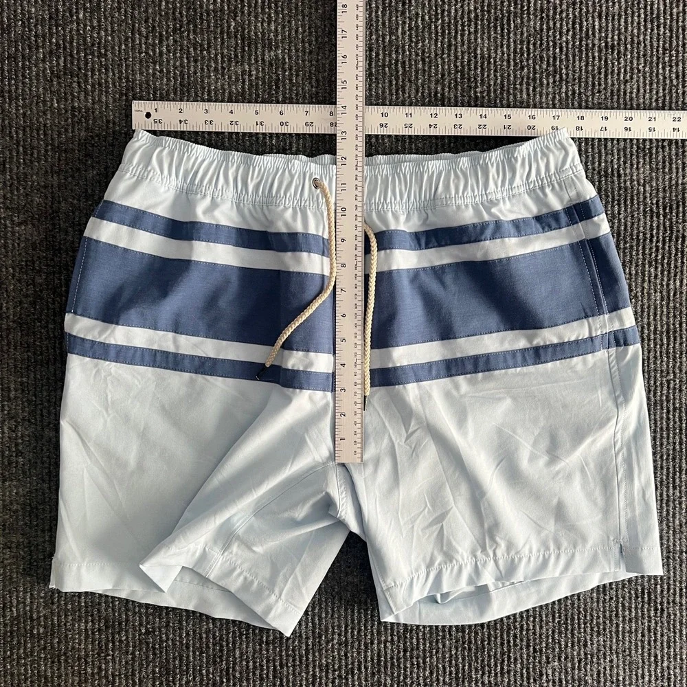NWT Faherty Men's XXL Beacon Trunk Sky Surf Stripe Swim Shorts Blue MSS2202-SSF